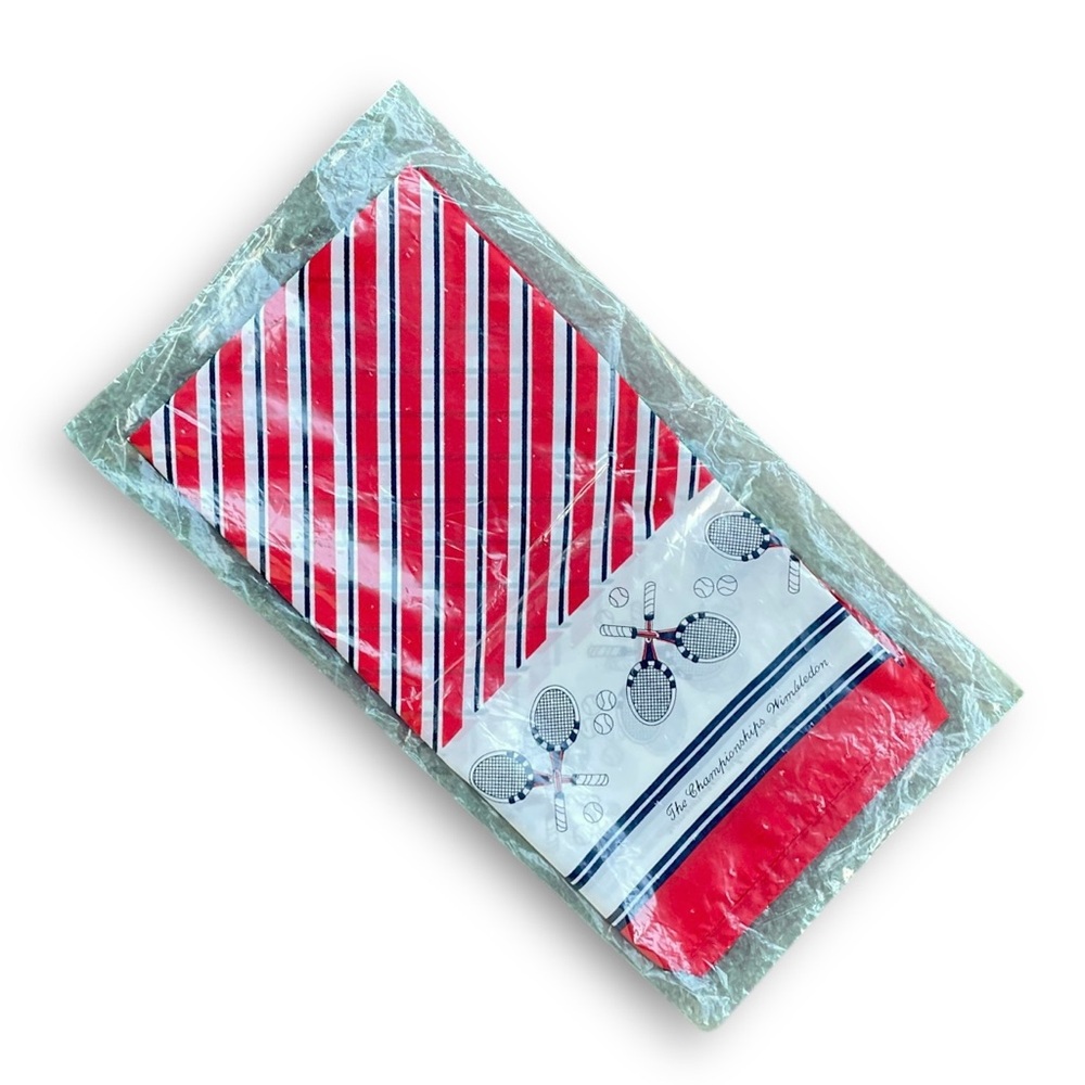 Red & White Striped Tennis Print Bandana Scarf